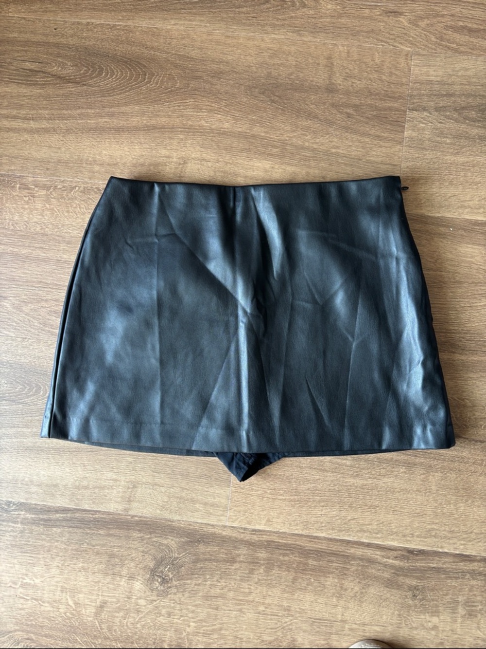 Abercrombie & Fitch Black Faux Leather Mini Skort